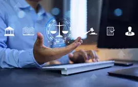 Man at Desk with Ethical Icons